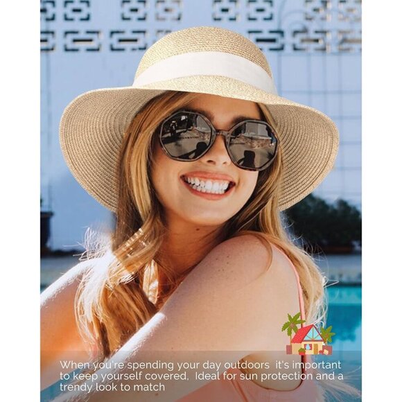 Women\'s Straw Sun Hat UPF 80+ Foldable Brim Travel Beach Cap for Women main image 7